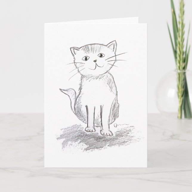Cartão de Saudação de Gato Feliz (Frente)