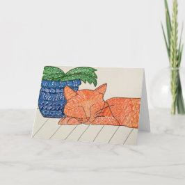 Cartão de Saudação de Gato Laranja