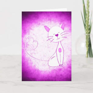 Cartão de Saudação de Gato Legal Roxo