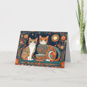 cartão de saudação de gatos de café
