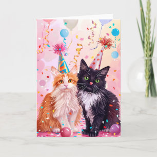 Cartão de Saudação de Gatos de Celebração