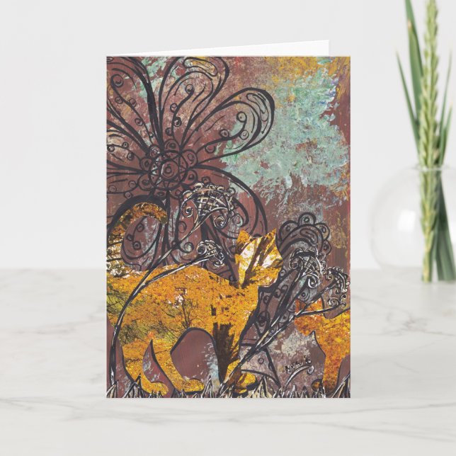 Cartão de Saudação de Gatos de Outono (Frente)