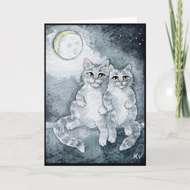 Cartão de saudação de Gatos no Amor (Frente)