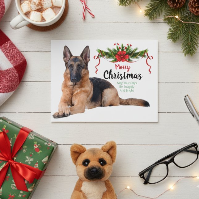 Cartão de Saudação de German shepherd de Natal (Christmas German Shepherd Greeting Card)