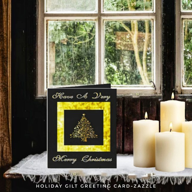 Cartão de Saudação de Gilt Dobrado de Feriado (Criador carregado)