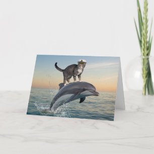 Cartão de Saudação de Golfinho Gatinho Engraçado