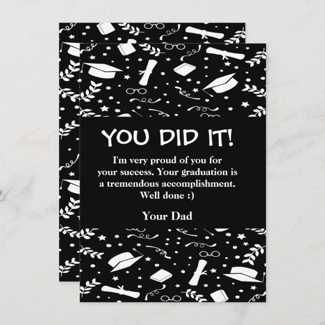 Cartão de saudação de graduação personalizado com  (Frente/Verso)