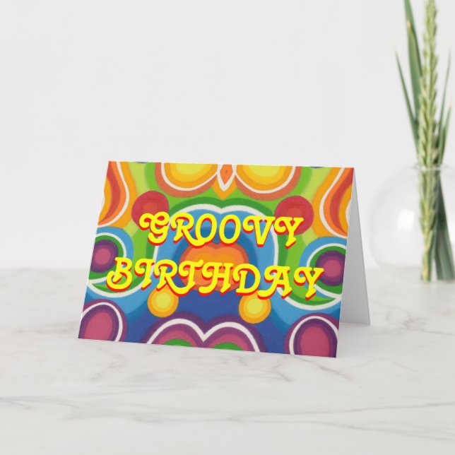 Cartão de saudação de "Groovy Birthday" (Frente)