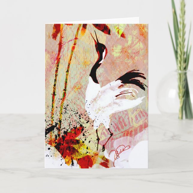 Cartão de saudação de guindaste japonês (Frente)