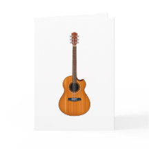 Cartão de Saudação de Guitarra Acústica Natural