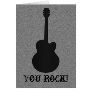 Cartão de saudação de guitarra riscado, preto