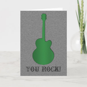 Cartão de saudação de guitarra riscado, verde