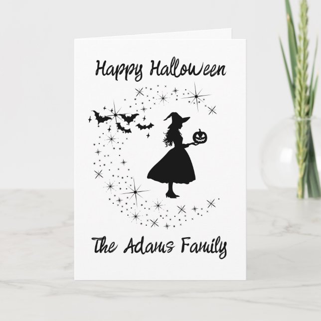 Cartão de Saudação de Halloween com Bruxa (Frente)