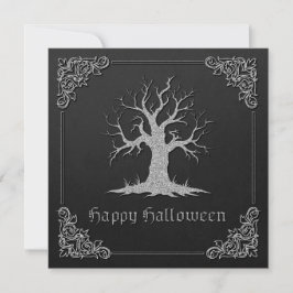 Cartão de Saudação de Halloween da Árvore Silver S
