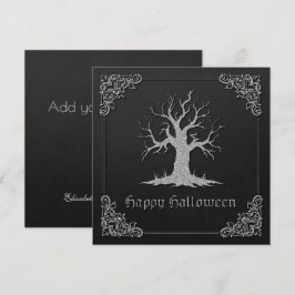 Cartão de Saudação de Halloween da Árvore Silver S