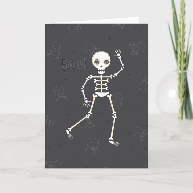 Cartão de Saudação de Halloween de Skeleton Spooke (Frente)