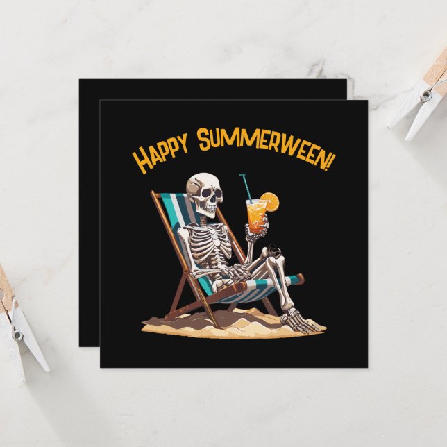Cartão de Saudação de Halloween do Skeleton Skelet (Frente/Verso In Situ)