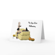 Cartão de saudação de Halloween para bruxas loiras