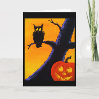 Cartão de Saudação de Halloween para Owl & Jack O'