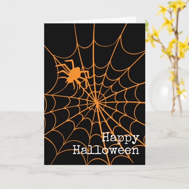 Cartão de Saudação de Halloween Spider Web Creepy (Flor Amarela)