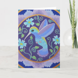 Cartão de saudação de Hummingbird mandala
