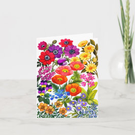 Cartão de Saudação de Jardim Floral de Aquarela