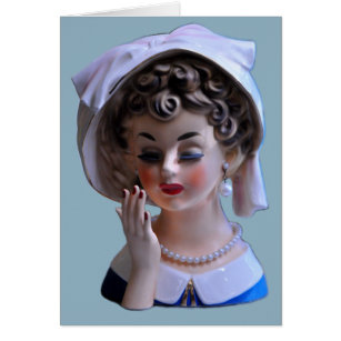 Cartão de saudação de "Lady Head Vase Manicure Hat