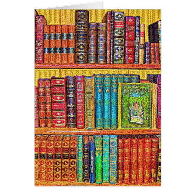 Cartão de Saudação de Livros de Biblioteca (Frente)