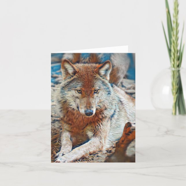 Cartão de saudação de lobo (Frente)