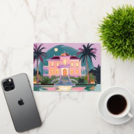 Cartão de Saudação de Mansão de Halloween Tropical