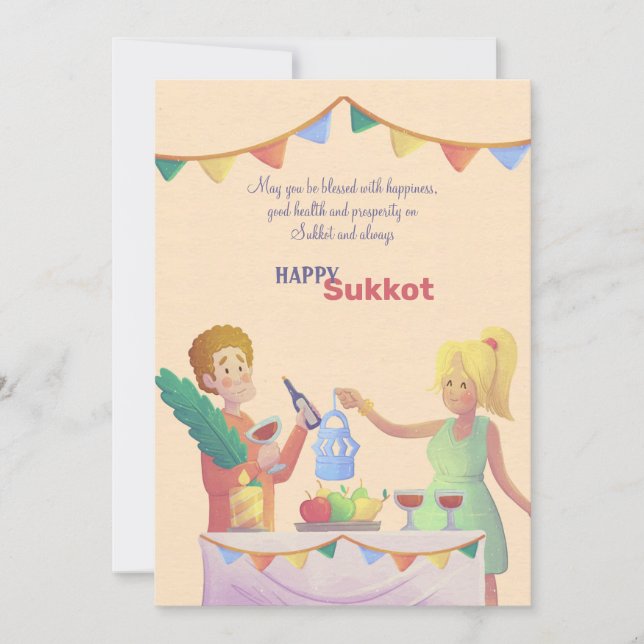 Cartão de saudação de Mesa Sukkot (Frente)