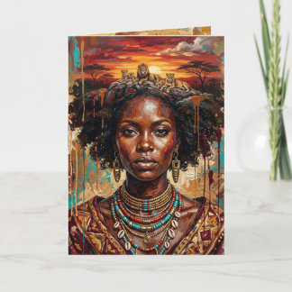 Cartão de Saudação de Mulher Africana, Arte da Rai
