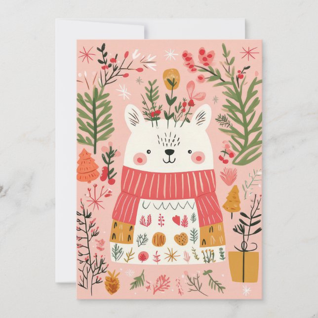 Cartão de saudação de Natal bonito e engraçado (Frente)