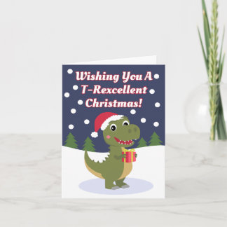 Cartão de saudação de Natal bonito T-rex