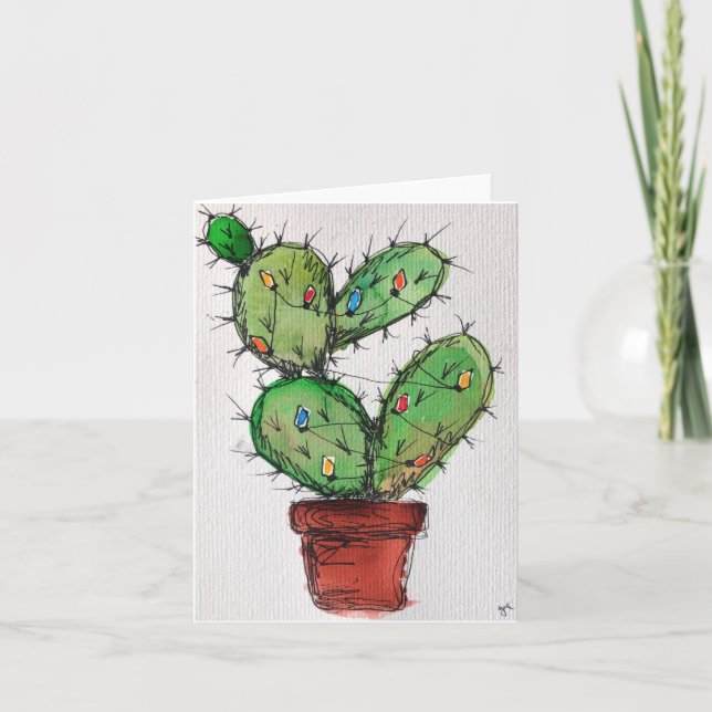 Cartão de Saudação de Natal Cactus (Frente)