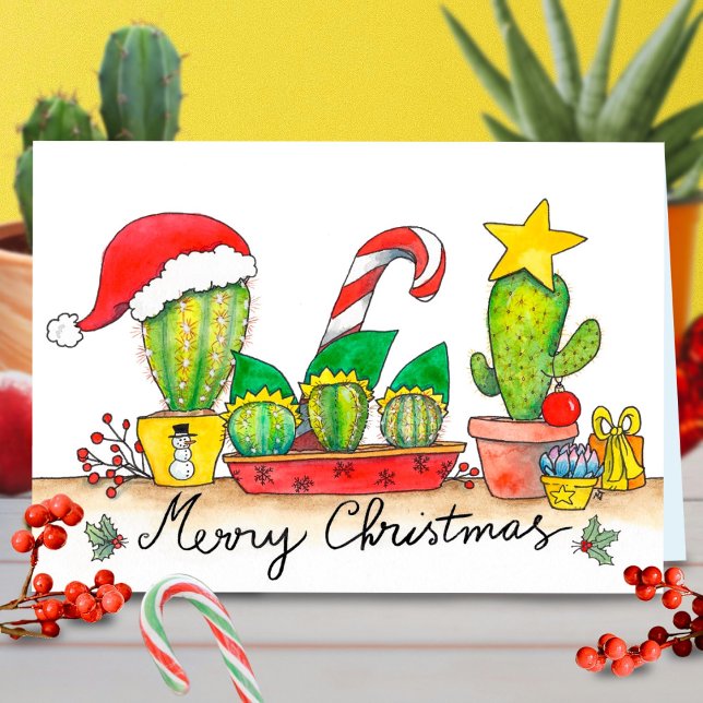 Cartão de saudação de Natal Cactus por Nicole Jane (Criador carregado)