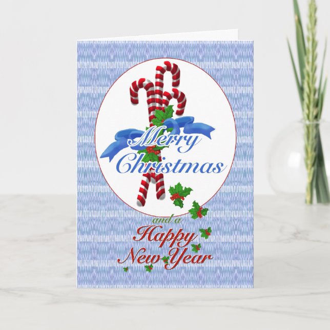 Cartão de Saudação de Natal Candy Cane (Frente)