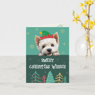 Cartão de saudação de Natal com Terrier branco per