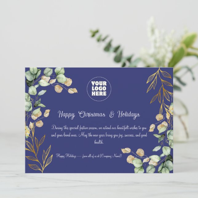 Cartão de Saudação de Natal Corporativo Personaliz (Em pé/Frente)