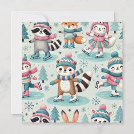 Cartão de Saudação de Natal da Estação de Patinaçã