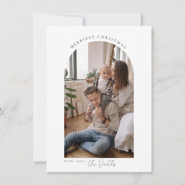 Cartão de saudação de Natal de Arch Minimalista (Frente)