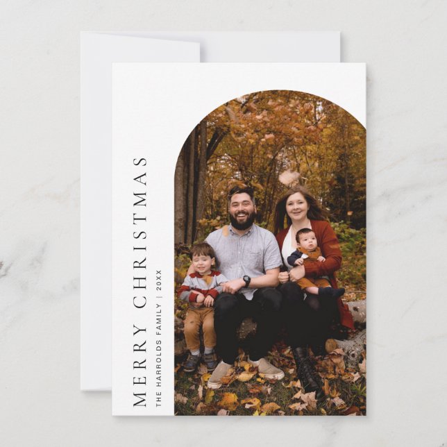 Cartão de saudação de Natal de Arch Minimalista (Frente)