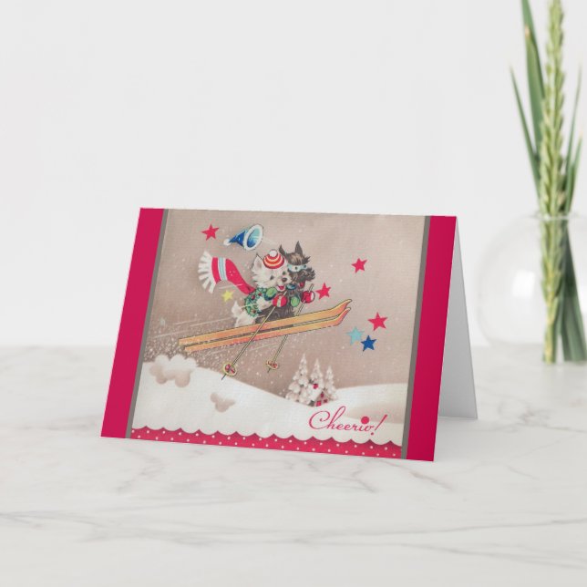 Cartão de Saudação de Natal de Esqui (Frente)