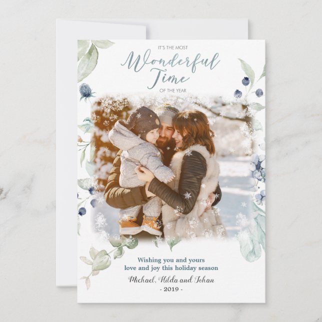 Cartão de Saudação de Natal de Feriado de Aquarela (Frente)