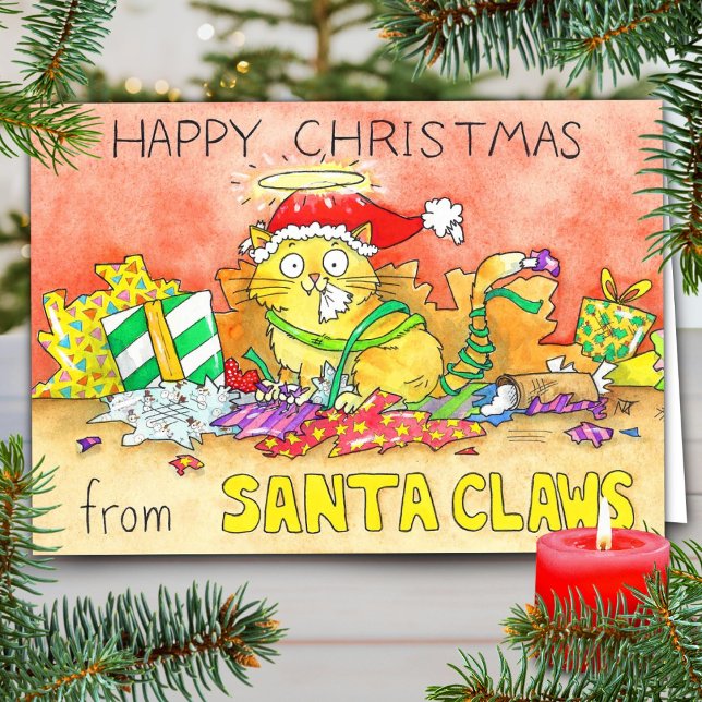 Cartão de Saudação de Natal de Gato Engraçado (Criador carregado)