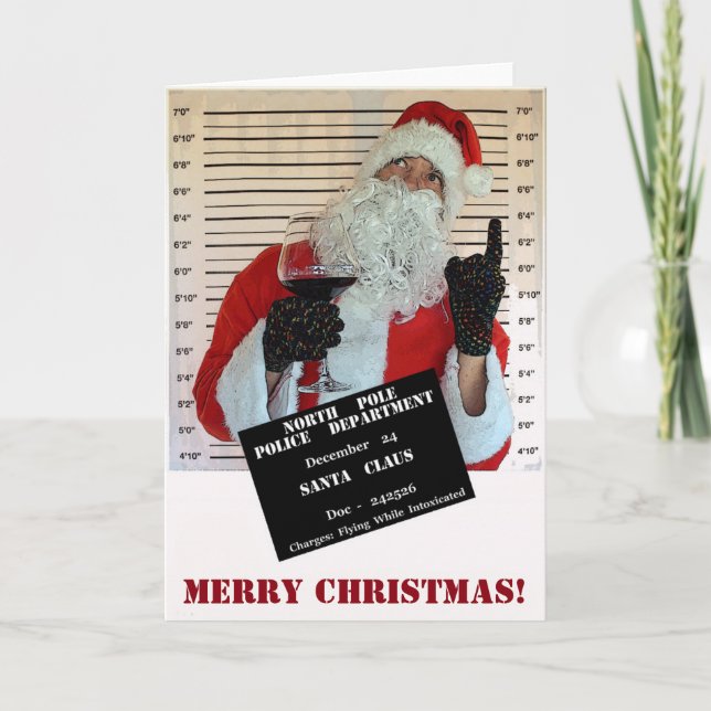 Cartão de Saudação de Natal de Santa Claus Mugshot (Frente)