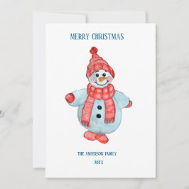 Cartão de saudação de Natal de um boneco de neve
