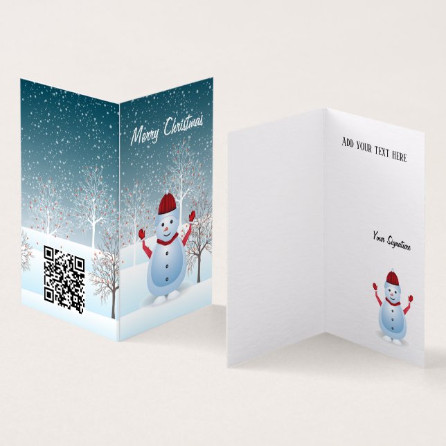 Cartão de Saudação de Natal do Winter Snowman (Interior e exterior)