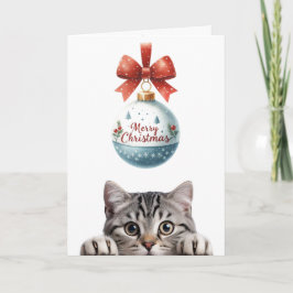Cartão de Saudação de Natal Dobrado para Gato Engr