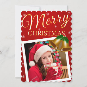 Cartão de Saudação de Natal Elegante com Foto d